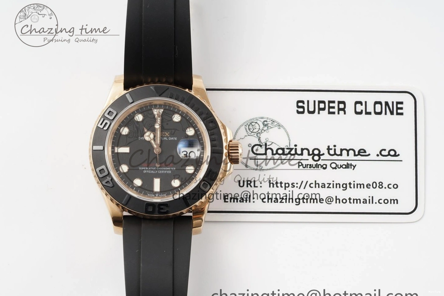 MiroTime 0213 RelaxedFit Yacht-Master 126655 RG APSF Best Edition Black Dial on Black Rubber Strap A 1949